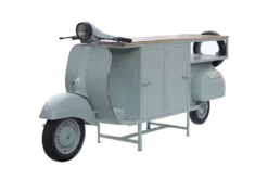 Extravaganter Barschrank SCOOTER 250cm salbei Retro-Konsole Motorroller mit Mangoholz Upcycling