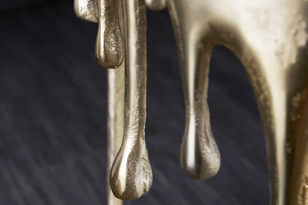 Extravaganter Beistelltisch LIQUID LINE 50cm gold Tropfen-Design Metall Aluminium rund