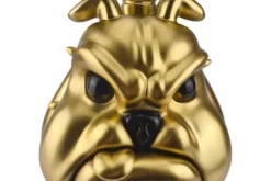 Extravaganter Couchtisch BULLDOG 55cm gold rund Hunde-Skulptur mit Glasplatte