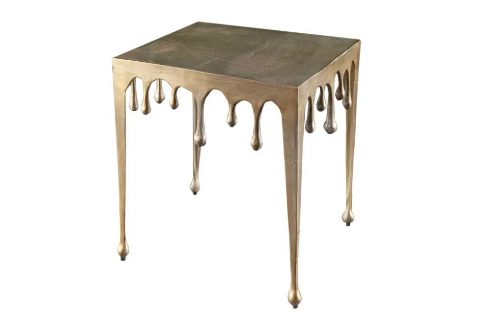 Extravaganter Couchtisch LIQUID LINE L 46cm gold Tropfen-Design