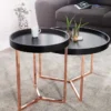 Extravaganter Couchtisch MODULAR 60cm matt schwarz kupfer rund inkl. Tablett