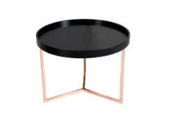 Extravaganter Couchtisch MODULAR 60cm matt schwarz kupfer rund inkl. Tablett
