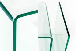 Extravaganter Glas Couchtisch FANTOME 50cm Beistelltisch mit Ablage für Magazine transparent