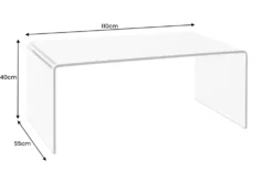 Extravaganter Glas Couchtisch FANTOME 110cm transparent