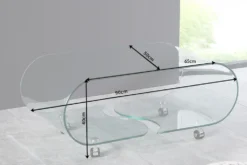 Extravaganter Glas Couchtisch FANTOME 90cm transparent