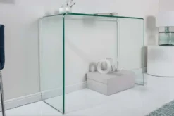 Extravaganter Glas Konsolentisch FANTOME 100cm transparent Schreibtisch Ganzglastisch