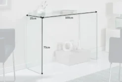 Extravaganter Glas Konsolentisch FANTOME 100cm transparent Schreibtisch Ganzglastisch
