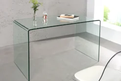Extravaganter Glas Schreibtisch FANTOME 120cm transparent Esstisch Ganzglastisch