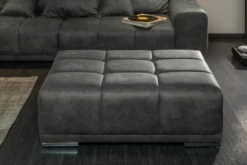 Extravaganter Hocker ELEGANCIA 110cm grau mit Ziersteppung