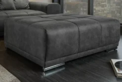 Extravaganter Hocker ELEGANCIA 110cm grau mit Ziersteppung