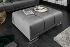 Extravaganter Hocker ELEGANCIA 110cm silbergrau Samt mit Ziersteppung