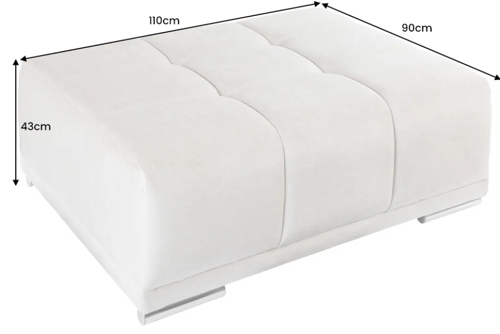 Extravaganter Hocker ELEGANCIA 110cm champagner beige Vogue Velours Samt Ziersteppung
