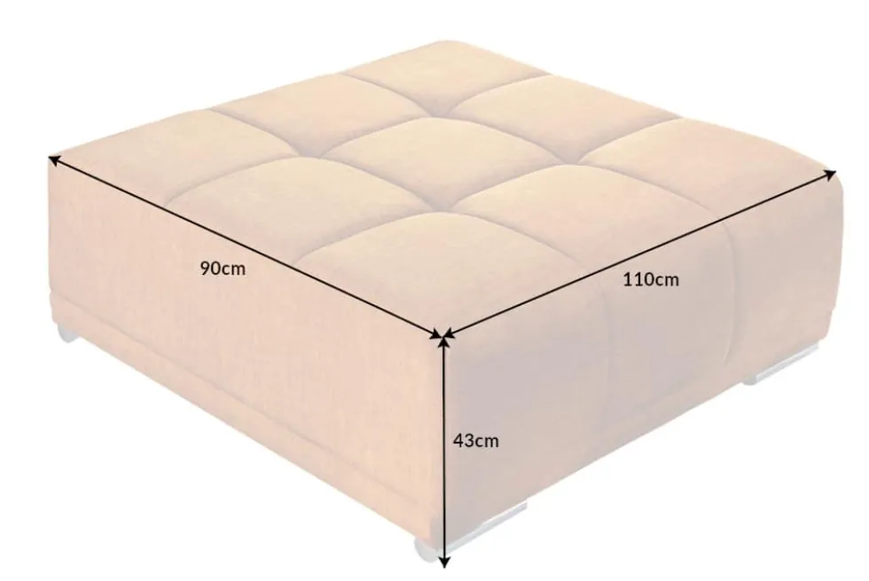 Extravaganter Hocker ELEGANCIA 110cm senfgelb Vogue Velours Samt mit Ziersteppung