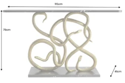 Extravaganter Konsolentisch WILDLIFE SNAKE 115cm schwarz gold Marmor Schlange Skulptur