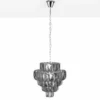 Extravaganter Kronleuchter KRISTALL 50cm edel-grau mit Glasprismen