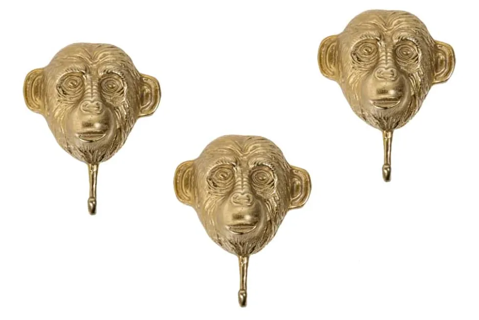 Extravagantes Kleiderhaken 3er Set THREE APES 25cm gold Handarbeit