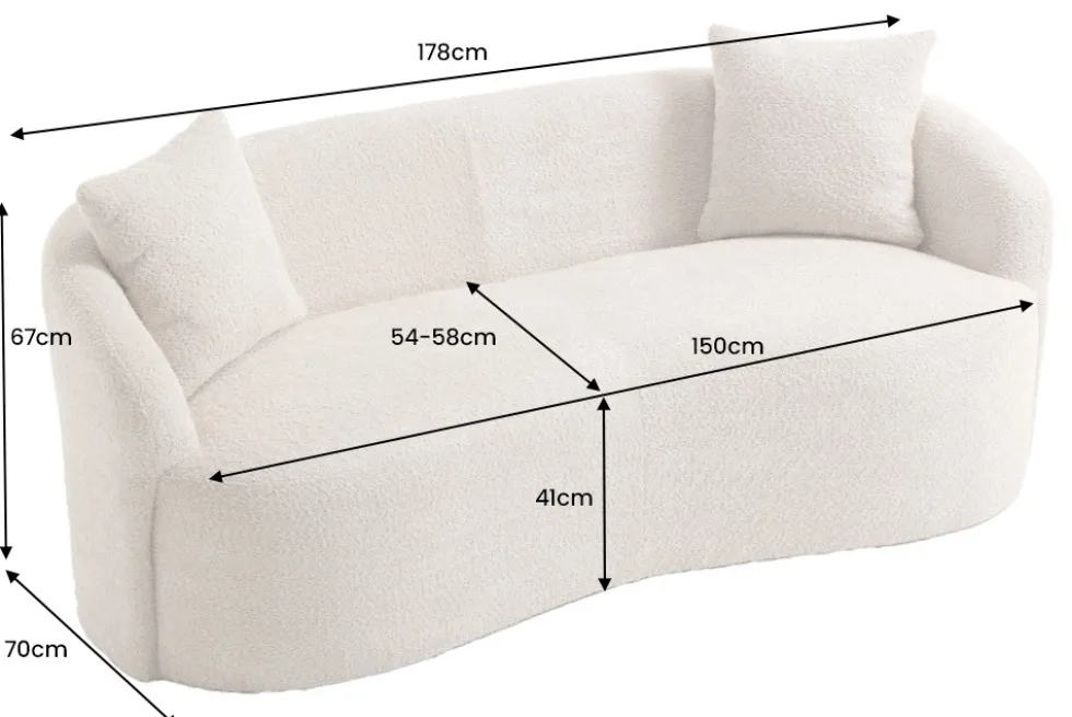 Extravagantes Sofa ELEMENTAL 180cm champagner beige Feinstrick Bouclé 2-Sitzer