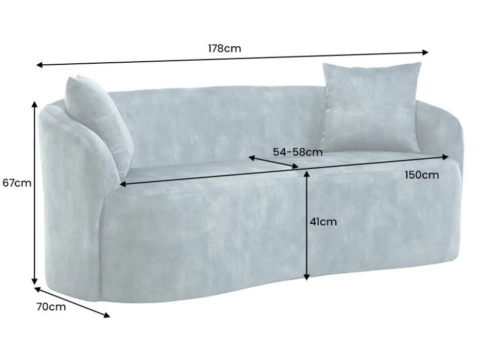 Extravagantes Sofa ELEMENTAL 180cm petrol Samt 2-Sitzer Couch mit Federkern