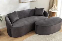 Extravagantes Sofa ELEMENTAL 180cm graphit grau Samt 2-Sitzer Couch organische Form