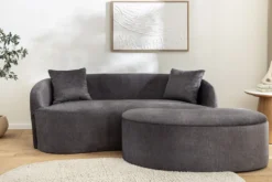Extravagantes Sofa ELEMENTAL 180cm graphit grau Samt 2-Sitzer Couch organische Form