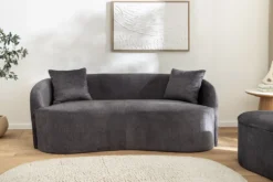 Extravagantes Sofa ELEMENTAL 180cm graphit grau Samt 2-Sitzer Couch organische Form