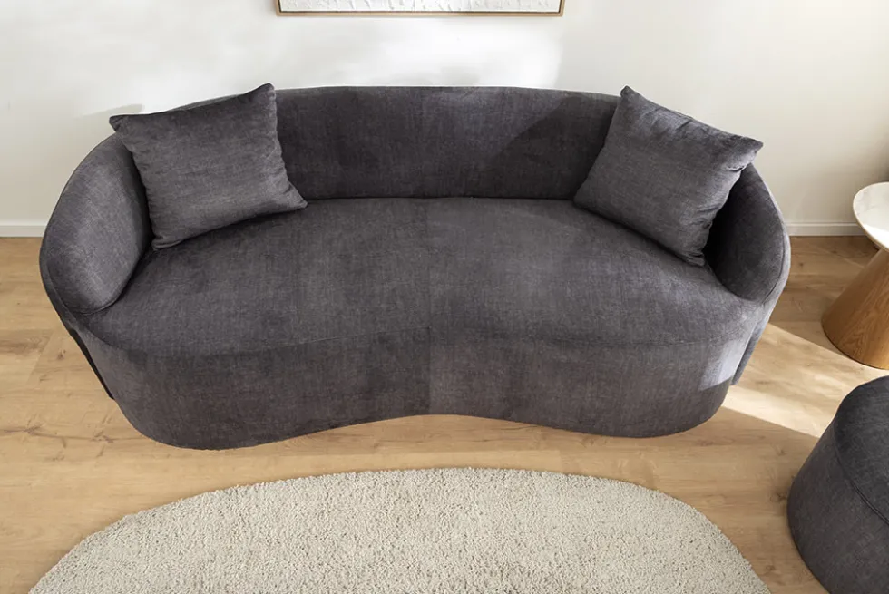 Extravagantes Sofa ELEMENTAL 180cm graphit grau Samt 2-Sitzer Couch organische Form