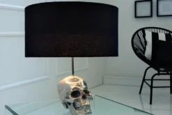 Extravagante Tischlampe SKULL 44cm schwarz Totenkopf Tischleuchte