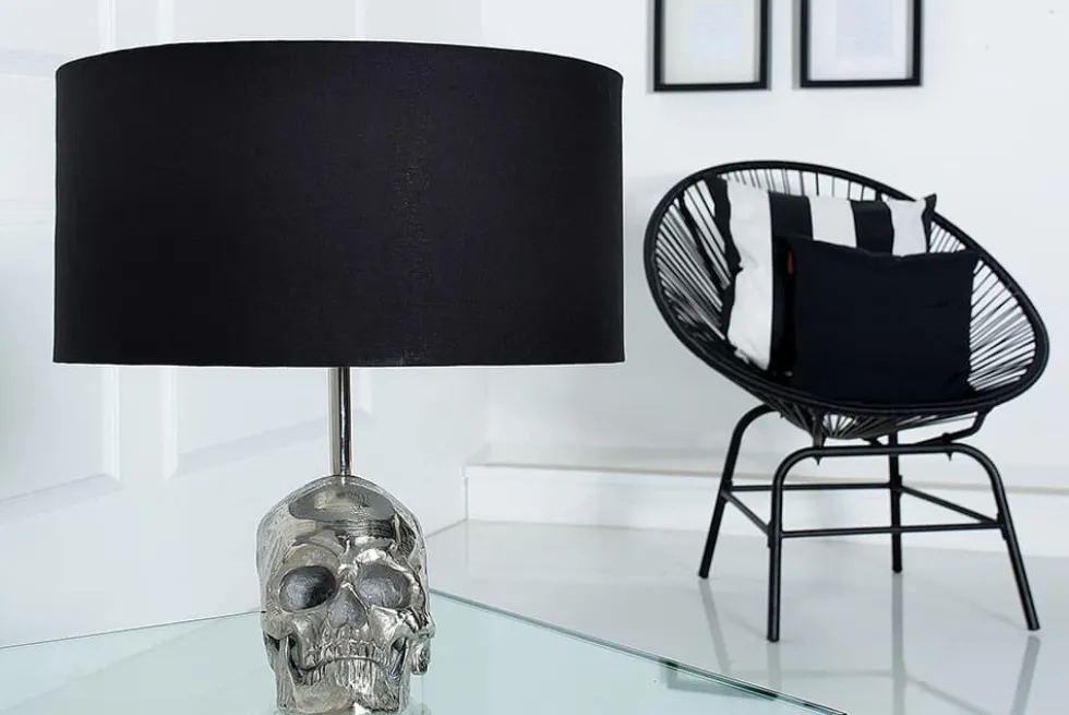 Extravagante Tischlampe SKULL 44cm schwarz Totenkopf Tischleuchte