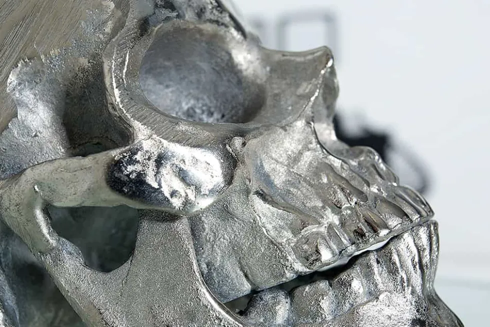 Extravagante Tischlampe SKULL 44cm schwarz Totenkopf Tischleuchte