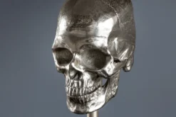 Extravagante Tischlampe SKULL 56cm schwarz silber Metall Totenkopf Skulptur Leuchte