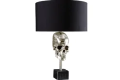 Extravagante Tischlampe SKULL 56cm schwarz silber Metall Totenkopf Skulptur Leuchte