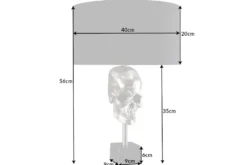Extravagante Tischlampe SKULL 56cm schwarz silber Metall Totenkopf Skulptur Leuchte