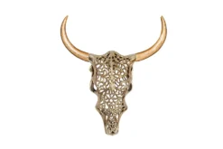 Extravagante Wanddekoration EXOTIC BULL 60cm gold Mangoholz Stierkopf