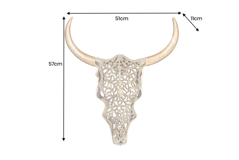 Extravagante Wanddekoration EXOTIC BULL 60cm gold Mangoholz Stierkopf