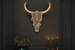 Extravagante Wanddekoration EXOTIC BULL 60cm gold Mangoholz Stierkopf