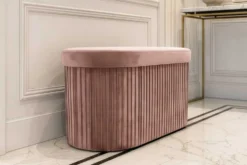 Faltbare Polsterbank ÉLAN 80cm rosa Samt Sitzbank mit Stauraum