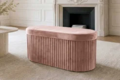 Faltbare Polsterbank ÉLAN 80cm rosa Samt Sitzbank mit Stauraum