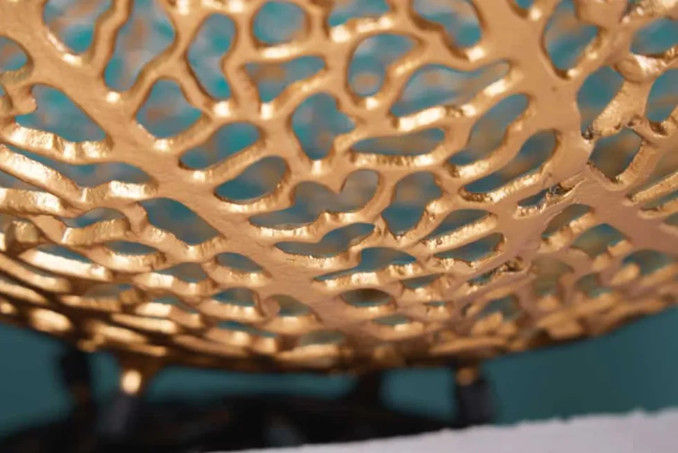 Filigrane Design Schale ABSTRACT LEAF 45cm gold Handarbeit