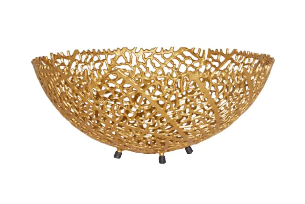 Filigrane Design Schale ABSTRACT LEAF 45cm gold Handarbeit