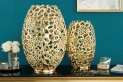 Filigrane Design Vase ABSTRACT LEAF gold 50cm Handarbeit