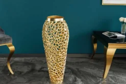 Filigrane Design Vase ABSTRACT LEAF gold 65cm Handarbeit