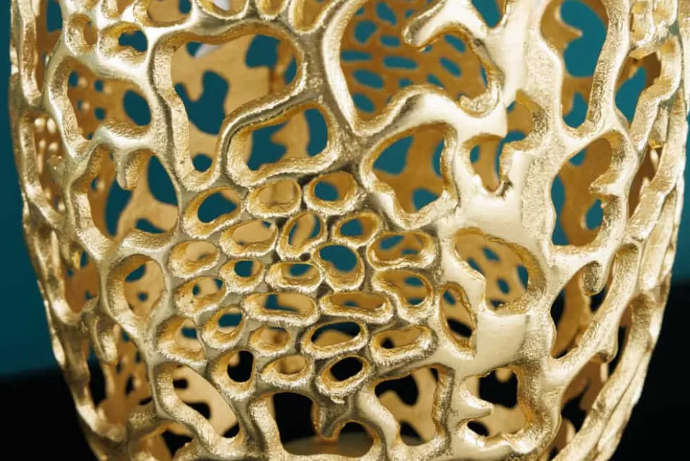 Filigrane Design Vase ABSTRACT LEAF gold 40cm Handarbeit