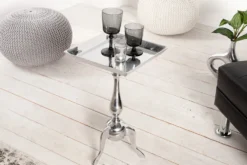 Filigraner Beistelltisch TRAYFUL 55cm silber Aluminium Tablett-Tisch