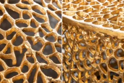 Filigraner Couchtisch LEAF 80cm gold Metall handmade Blatt-Design