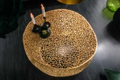 Filigraner Couchtisch LEAF 80cm gold Metall handmade Blatt-Design