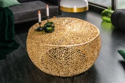 Filigraner Couchtisch LEAF 80cm gold Metall handmade Blatt-Design
