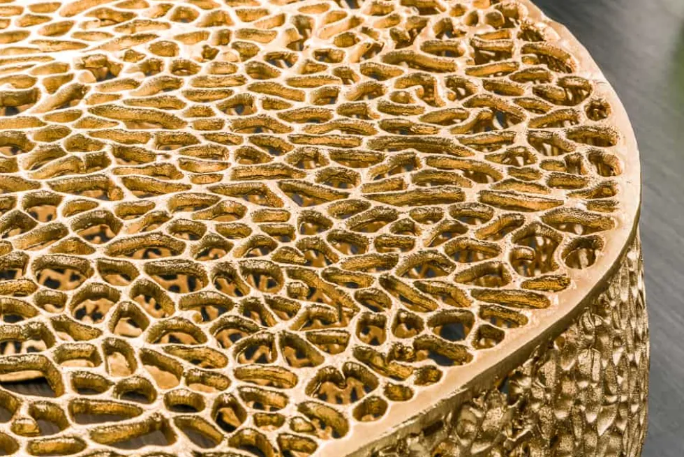 Filigraner Design Couchtisch ABSTRACT LEAF 80cm gold Handarbeit