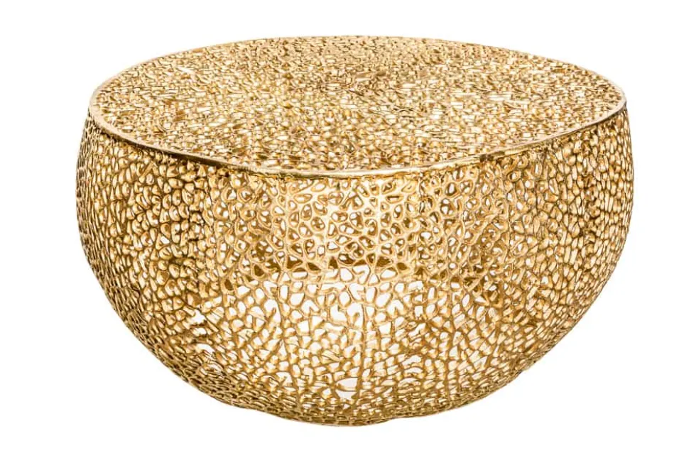 Filigraner Design Couchtisch ABSTRACT LEAF 80cm gold Handarbeit