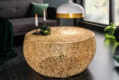 Filigraner Design Couchtisch ABSTRACT LEAF 80cm gold Handarbeit