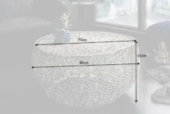 Filigraner Design Couchtisch ABSTRACT LEAF 80cm silber Handarbeit